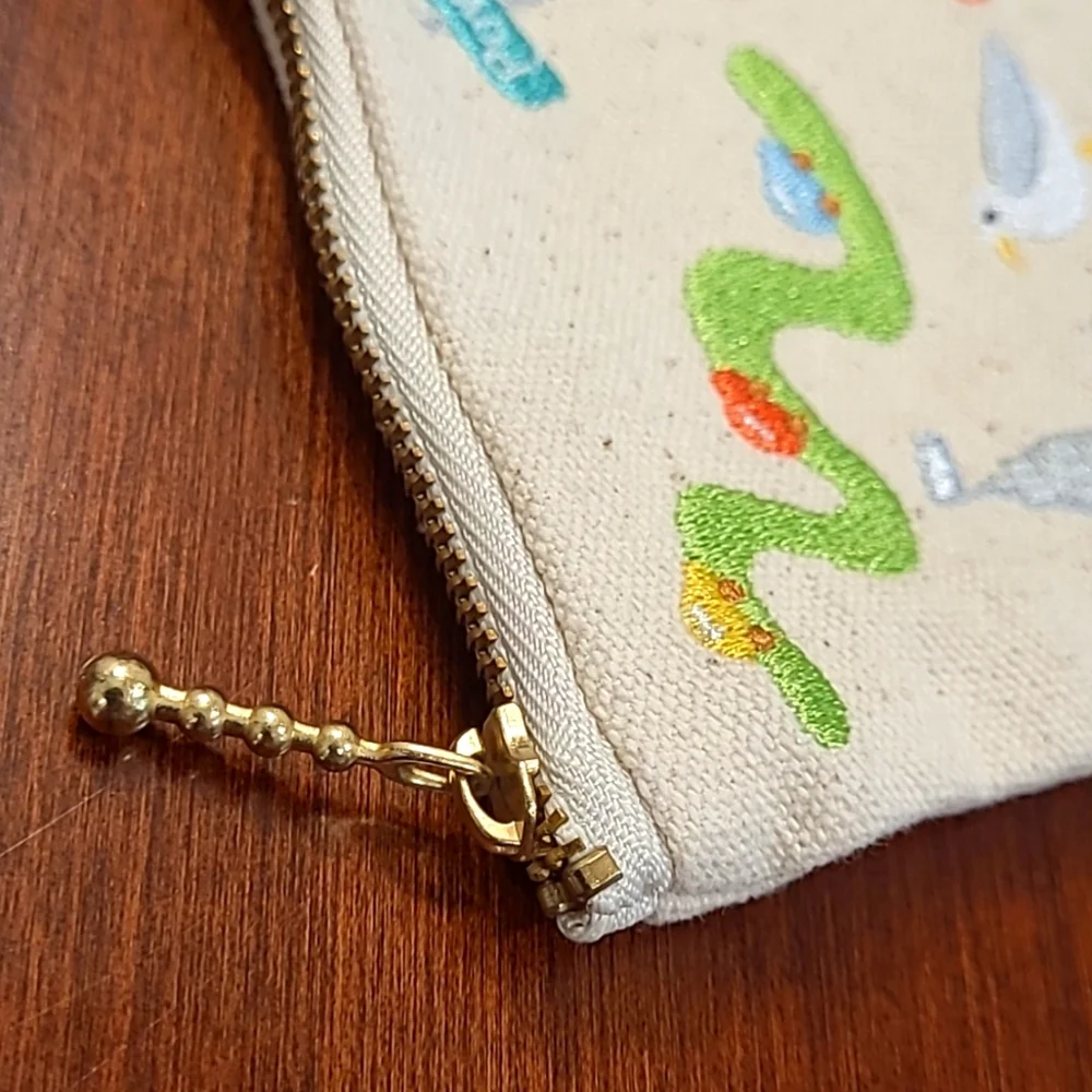 Anthropologie Canvas Embroidered San Francisco! Makeup Bag - NEW